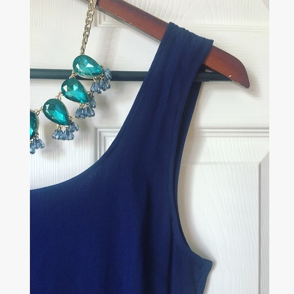 Low Back Royal Blue Peplum Mini Dress - Picture 2 of 7